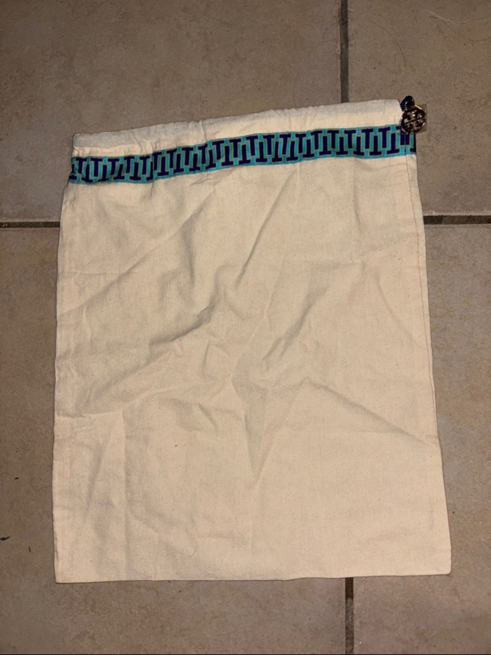 Tory Burch Dust Bag with Blue Pattern and Emblem